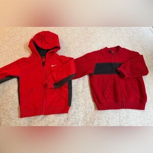 Red Nike Hooded Dri-Fit Hooded Jacket & Red/Blk Fleece Jacket Duo